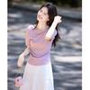 Women's Elegant Pleated Short-Sleeve Knit Top