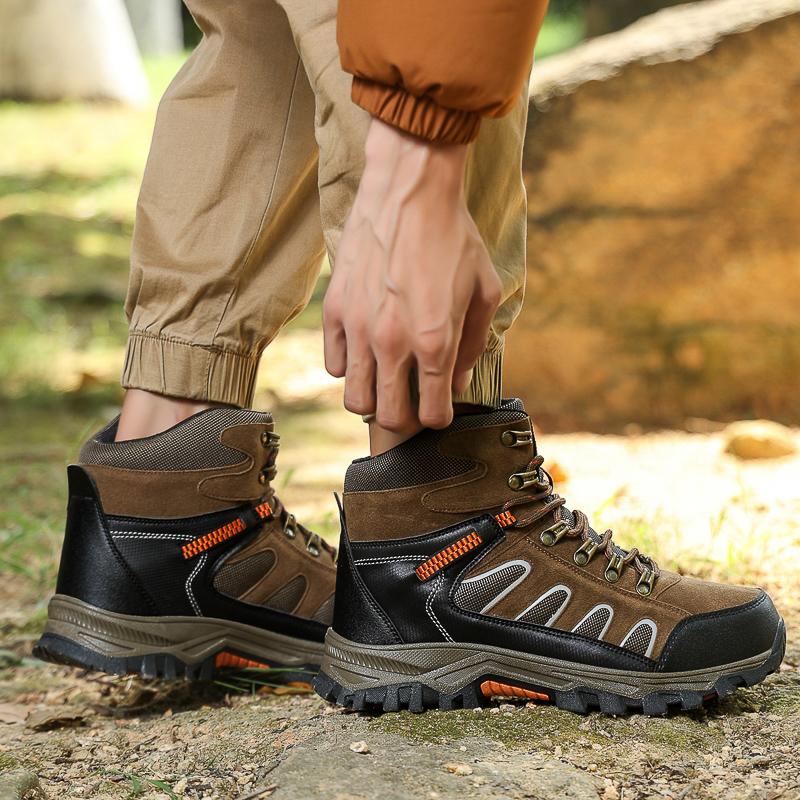 Высокие ботинки Мужские Нескользящие Теплые Удобные Плюшевые Уличные Походные Ботинки Мужские Дышащие На шнуровке Повседневные Спортивные Ботинки Мужские