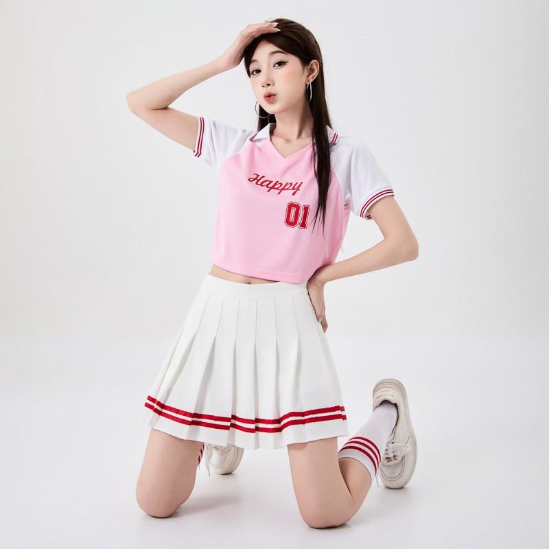 Girls Cheerleading Aerobics Performance Outfit School Sports Meet Opening Ceremony Team Set