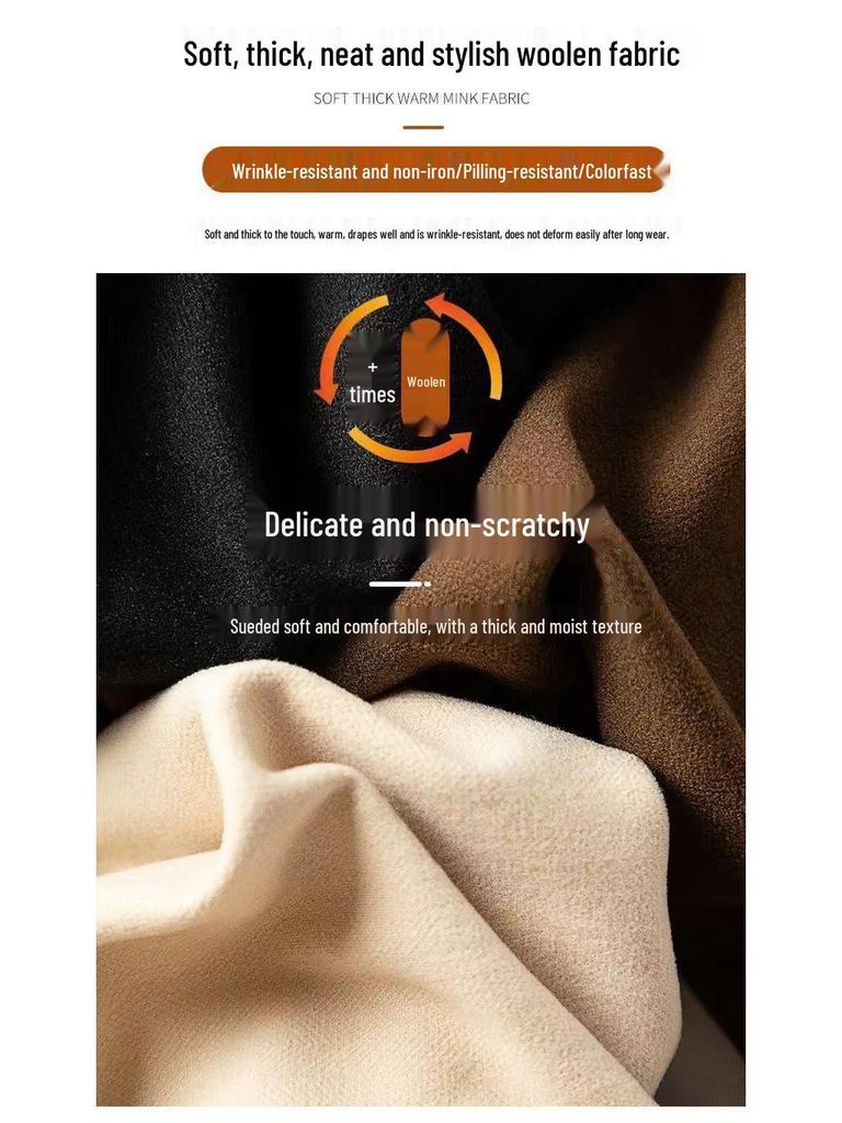 Women's Wool Fleece-Lined High-Waisted Wide-Leg Pants for Autumn/Winter 2025