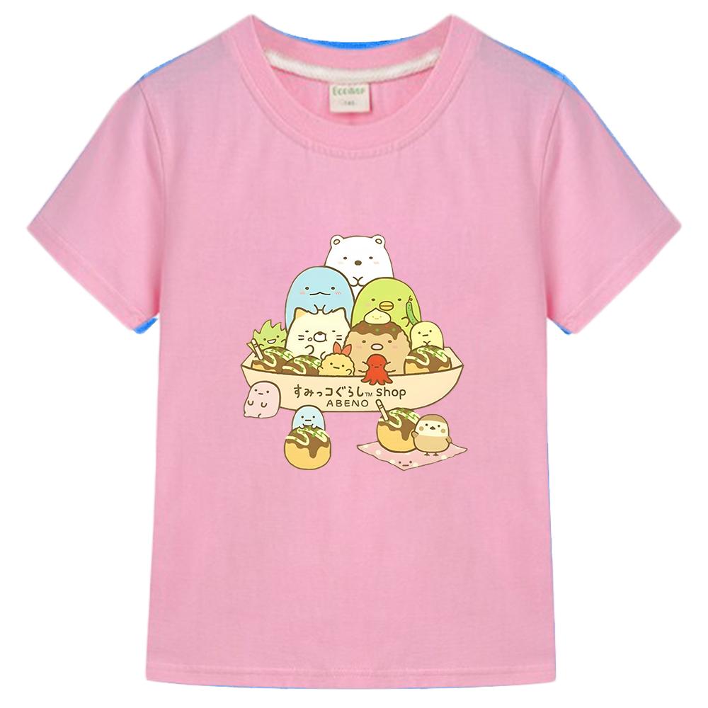 Футболки Sumikko Gurashi Детская летняя одежда Футболки с мультяшным принтом Футболки для мальчиков и девочек Аниме футболки Хлопковый топ