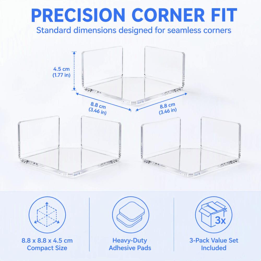 3pcs Clear Acrylic Floating Wall Shelves 3.46*3.46*1.77in Small Adhesive Shelves For Small Speakers