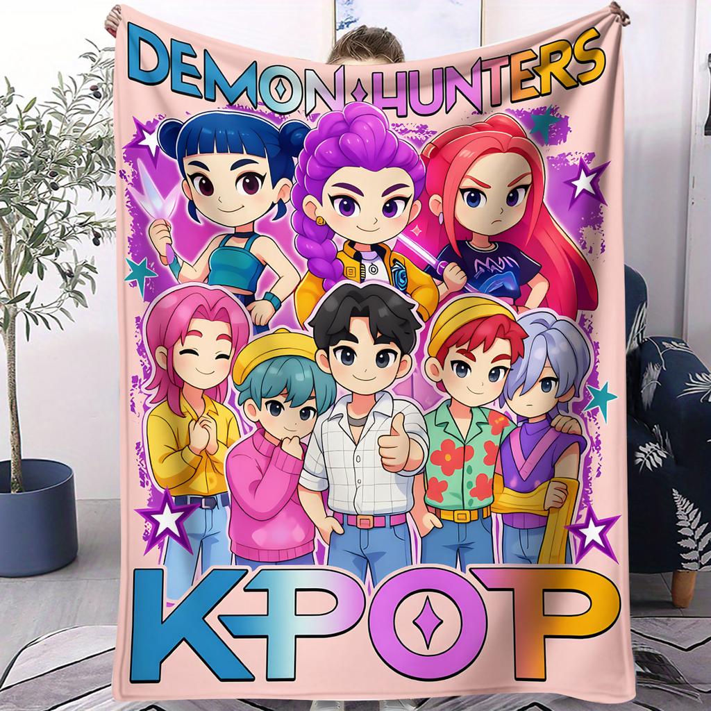 1 шт. Фланелевое одеяло K-pop Охотник на демонов Девочки Мальчики Плюшевое покрывало Новинка Теплое для дома Офиса Дневного сна Кемпинга Всесезонный Подарок
