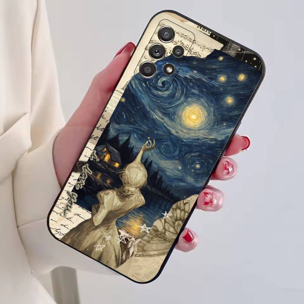 Чехол для телефона Van Gogh A-Art Эстетичный для Samsung S25, S24, S21, S22, S23, S30, Ultra, S20, Plus, Fe, Lite, Note, 10, Черная крышка