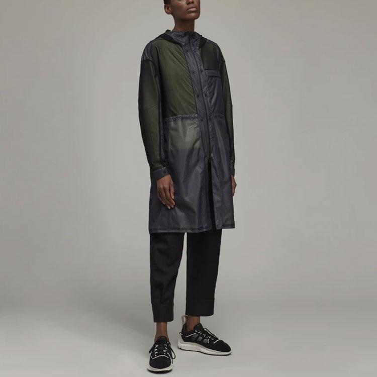 Y-3 SS22 Однотонное пальто средней длины с капюшоном Женские пальто черного цвета HG8672