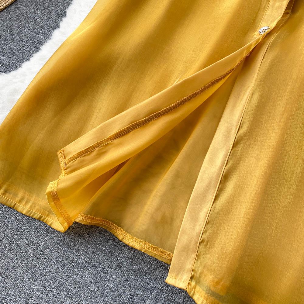 RUGOD Весеннее однобортное платье в европейском и американском стиле с французскими рюшами и трехмерными цветочными рукавами