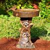 Cute Bird Bath Simulation Puppy Raccoon Sculptures Multifunctional Bird Feeding Bowl  Garden Decor