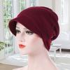 Модная теплая хлопковая женская шапка-бини однотонного цвета для осени-зимы