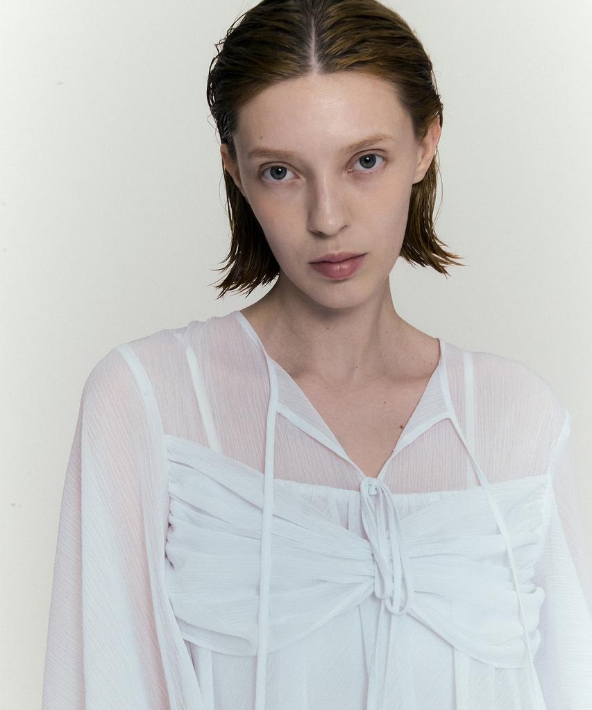 Nomer Strap Detail Chiffon Dress White