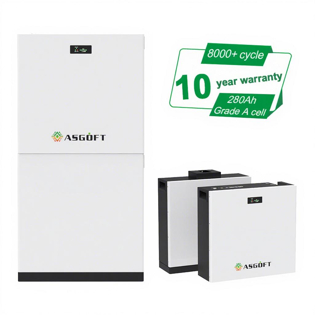 51.2V 280Ah Lifepo4 Stackable Energy Lithium Battery LCD Display Built-in BMS 10 Years Warranty CAN Communication 15kwh Split