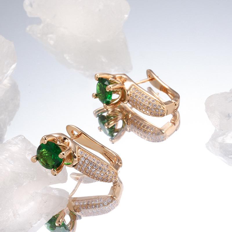 Популярные в Европе и Америке серьги из циркония, модные ретро-изумрудные элегантные французские серьги, микро-инкрустированные серьги из циркония