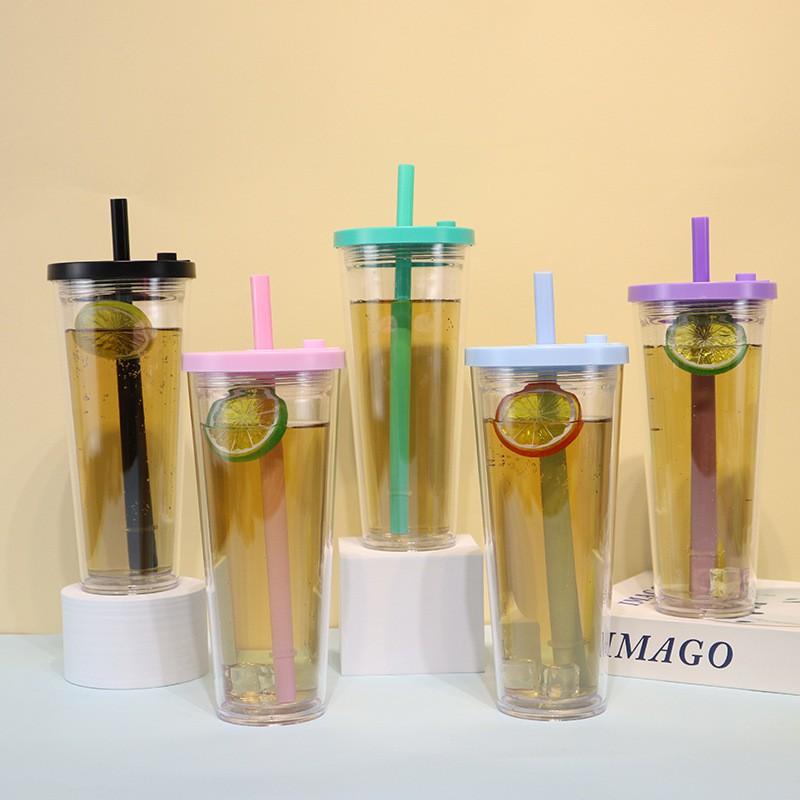 Double-Wall Plastic Insulated Tumbler 700ml Reusable Coffee Cup Hot Cold Drinks Portable Travel Mug