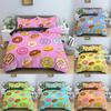 Donut Print Comfortable Duvet Quilt Cover Pillowcase Bedding Set Children Bedroom Decoration Home Textile