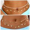 2 Pcs/set Gold Starfish Waist Chain Shell Belly Chains Elegant Beads Body Chain  Summer