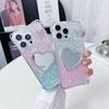 For iPhone 16 Pro Max Case with Heart Mirror Epoxy Glitter TPU+Acrylic Phone Back Cover
