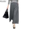 Women Casual Back Elastic Waist Loose Wide Leg Cropped Pants