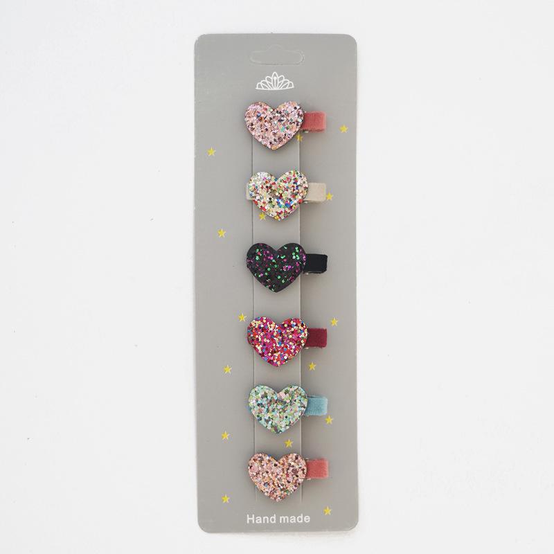 Многоцветная блестящая пайеточная заколка-сердечко для волос ребенка и питомца