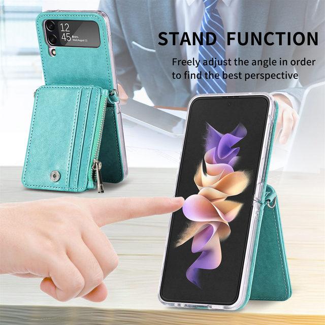 Кожаный складной чехол с полной защитой для Samsung Galaxy Z Flip 4 5g Flip4 Flip3 Flip 3 Business, чехол на шнурок