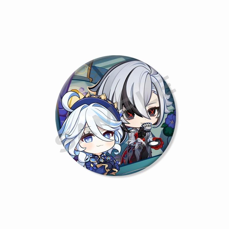 Creative Game Genshin Impact Brooch Cute Arlecchino Figure Lapel Pins Backpack Shirt Clothes Accessories Badge Collectible Gifts