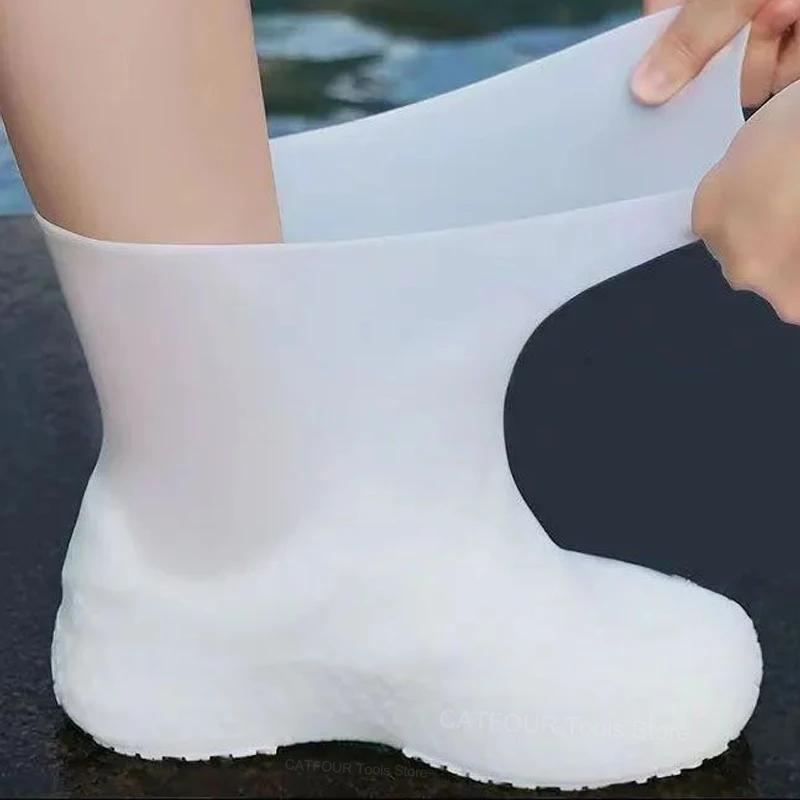 Flexible Latex Rubber Rain Boot Covers - Waterproof, Reusable, and Non-slip for Outdoor Use
