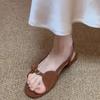 Fashion French one-legged sandals for women to wear on top, one-button, fashionable and versatile, thick-heeled open-toe Roman shoes