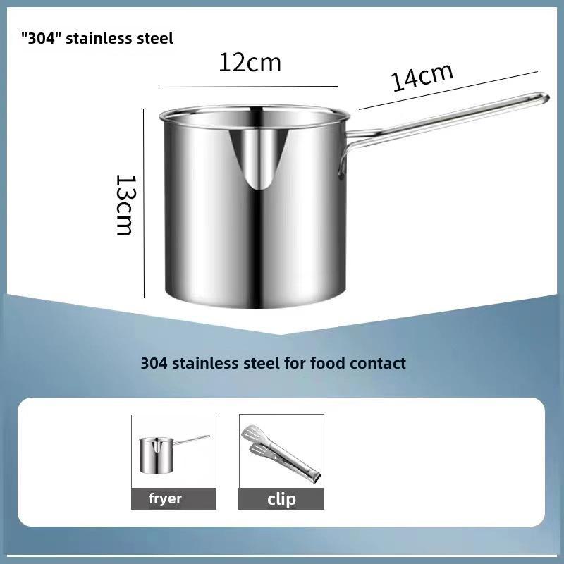 304 Stainless Steel Small Frying Pan with Filter for Induction Cooker - Mini, Fuel-Saving, Multifunctional