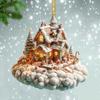 Рождественский домик подвеска акриловый 2D плоский подвесной орнамент мини мультфильм рождественский домик украшение для каминной полки дерева автомобиля
