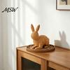 Pastoral Style Rabbit Statue 3D Printed Wicker?Look Bunny Figurine, Rattan Texture Statue, Cute Table Decor Weather Resistant Decorative Ornament