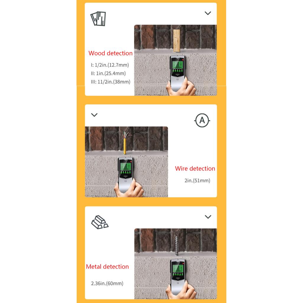 Ручной датчик сканирования стен Электронный детектор центра стены для обнаружения дерева, проводов переменного тока 5 в 1 Детектор стоек