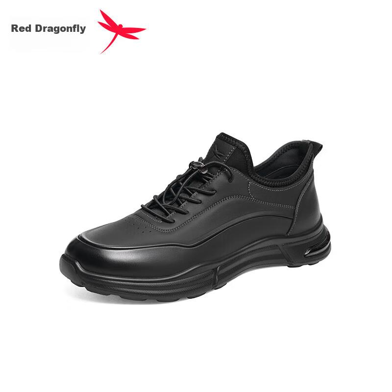 RED DRAGONFLY Men's Sports Leather Shoes, Spring And Autumn Casual Outdoor Footwear for Men, Trendy Single Shoes WTA34108 Black Size 43