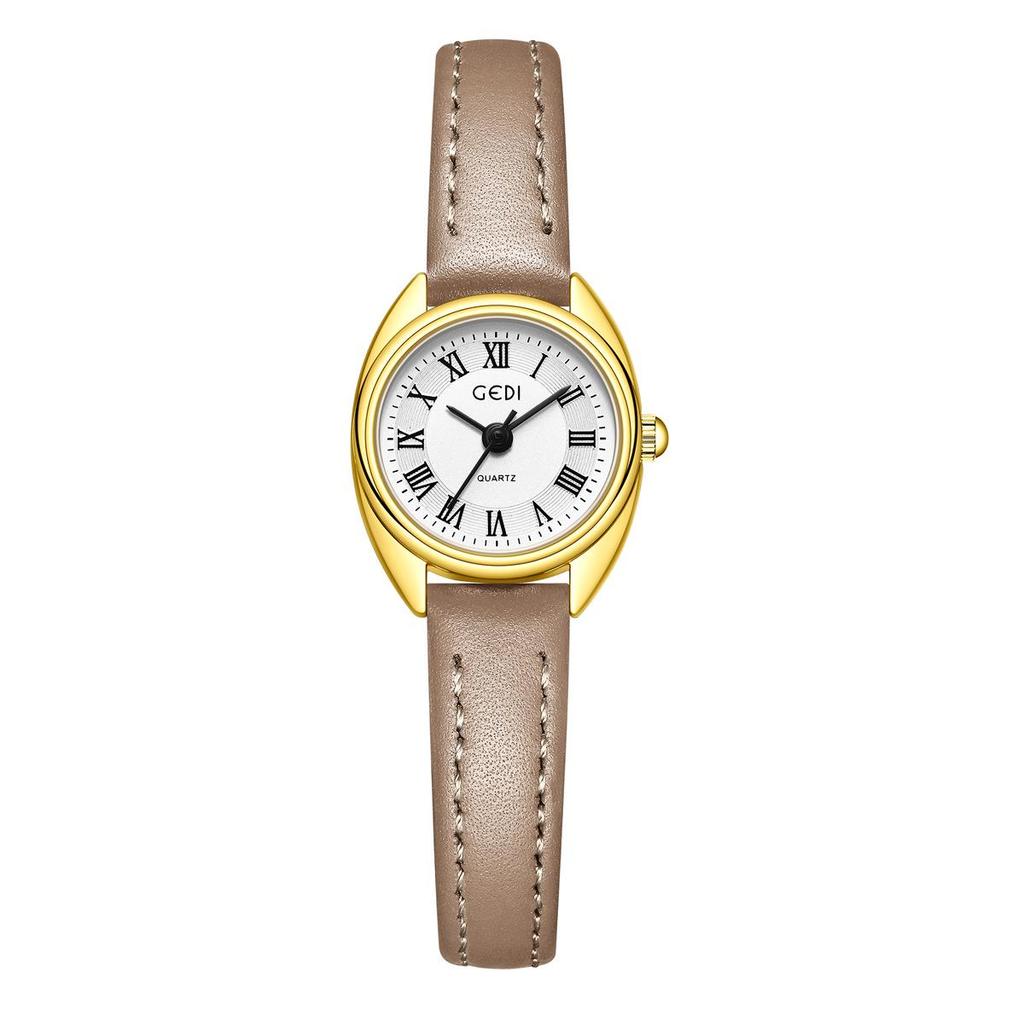 Gedi Petite Korean Style Women's Roman Vintage Minimalist Quartz Wristwatch