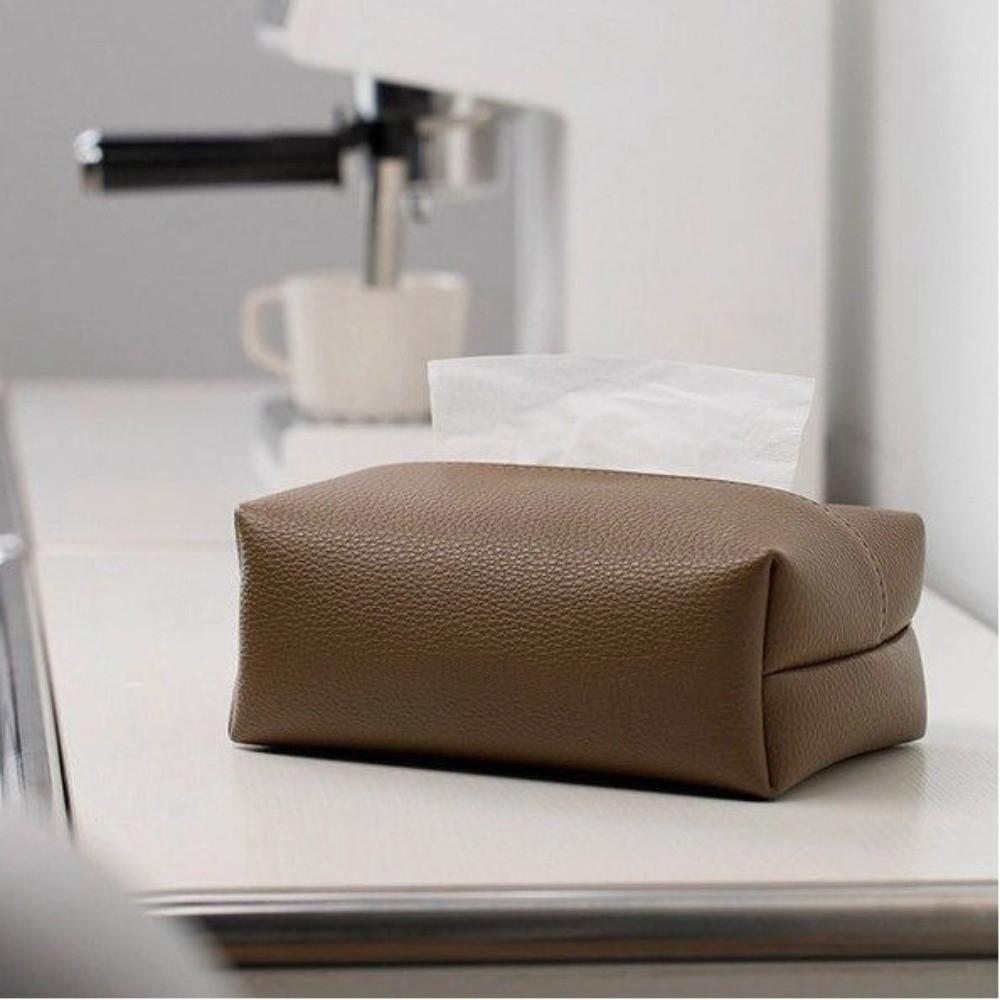 Artificial Leather Tissue Box Desktop Decoration Napkin Holder Tissue Storage Box Living Room