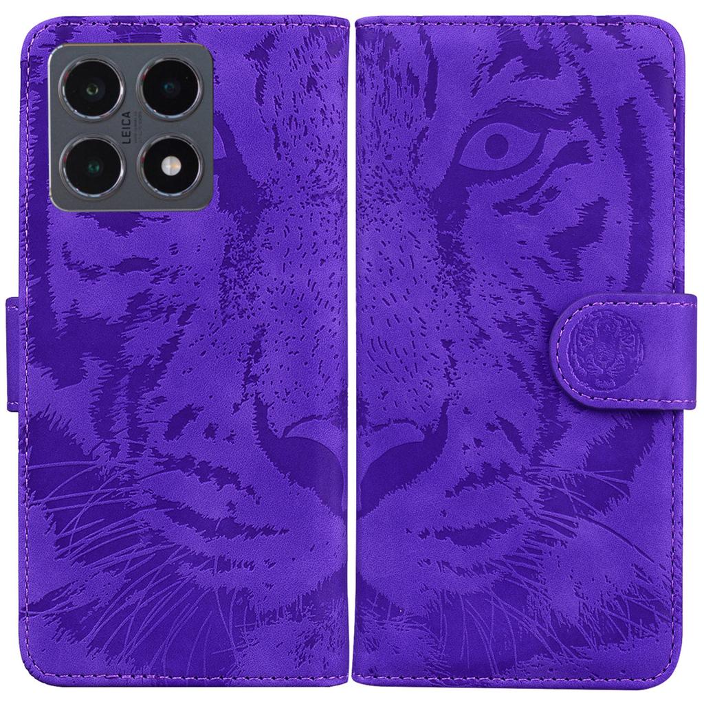 For Xiaomi 15T Case Tiger Imprint Leather Wallet Phone Cover