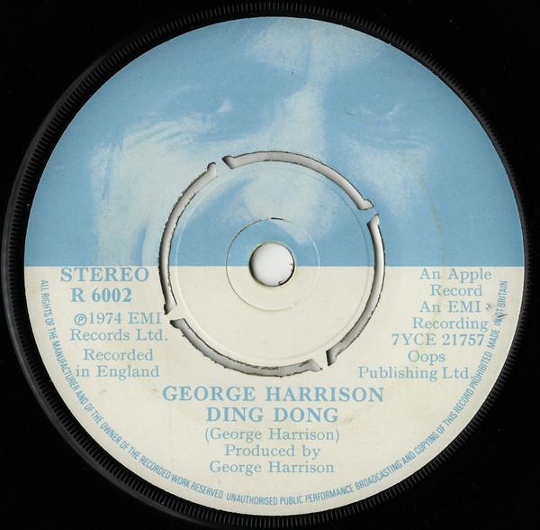 7-дюймовая пластинка ДЖОРДЖ ХАРРИСОН - Ding Dong R6002 Apple Records 1974 Великобритания Рок Б/У