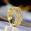 Huitan New Trendy Wedding Rings for Women Hollow Out Design Luxury Gold Color Female Accessories Brilliant Cubic Zircon Jewelry