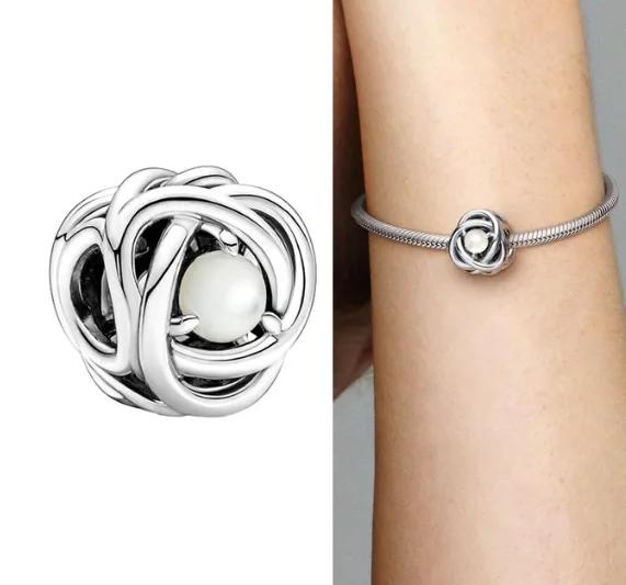 Медные twelve month birthstone сердце вечность шармы бусины кулон подходят к оригинальному браслету для женщин тонкие ювелирные изделия