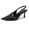 Hong Kong franchise store has the same light luxury black high heels for women to wear high-end pointed back empty sandals, Dijiao single shoes.