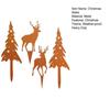4Pcs/Set Christmas Tree Garden Stake Weather-proof Heavy Duty Outdoor Patio Yard Lawn Metal Elk Silhouette Sign Spike Stick Decoration Ornament
