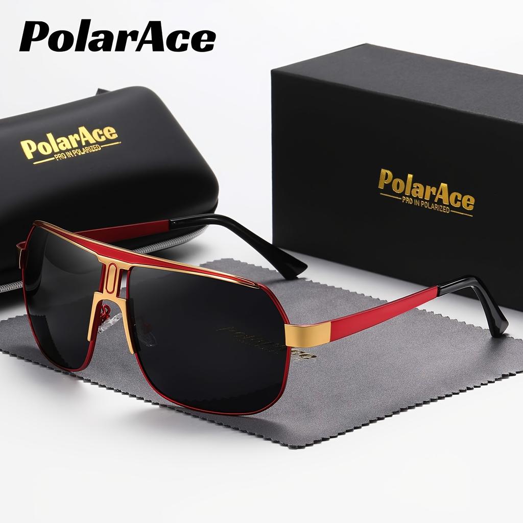 PolarAce Unisex Polarizing Alloy Square Oversized Frame Sunglasses Cycling Sunglasses, UV400