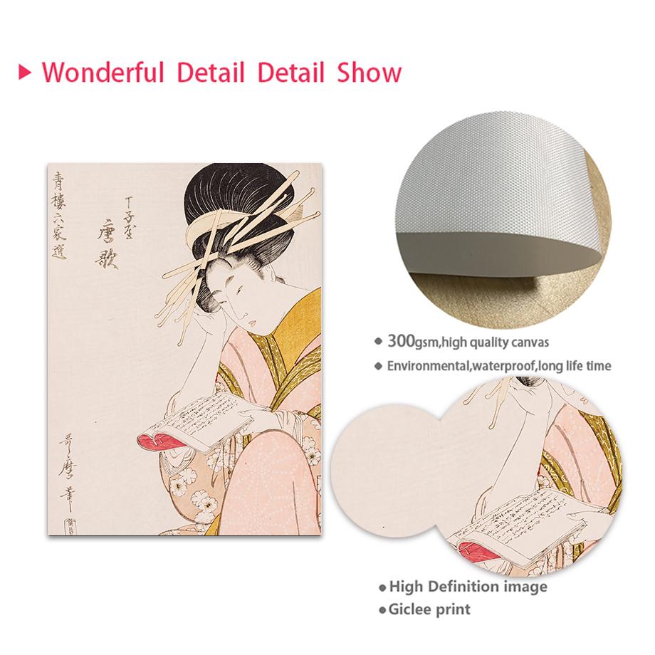 Японский стиль Журавль Ласточка Лебедь Женщина Цветочные постеры и принты Настенная живопись на холсте для гостиной Декоративные фотографии