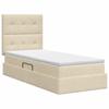 Storage Bed with Mattress Cream 90 x 190 cm Fabric