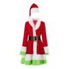 Yousheng Christmas Dress for Women 2 Pcs Mrs. Claus Outfits And Hat Set Velvet Furry Santa Claus Costume for Xmas Holiday Party Cosplay