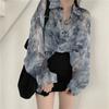 Shirts Women Fashion Tie Dye Harajuku Gothic Top Loose Casual Clothes Sun-proof Embroidery All-match Summer Holiday