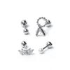 Women's 4-Piece Set Cubic Silver Mixed Bar Piercing Earrings
