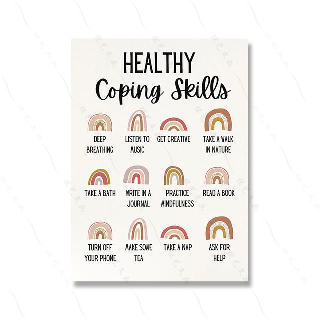 Boho Retro Quote Office Wall Art Therapy Poster Print Motivational Text Canvas Painting Psychology Mural Living Room Decoration