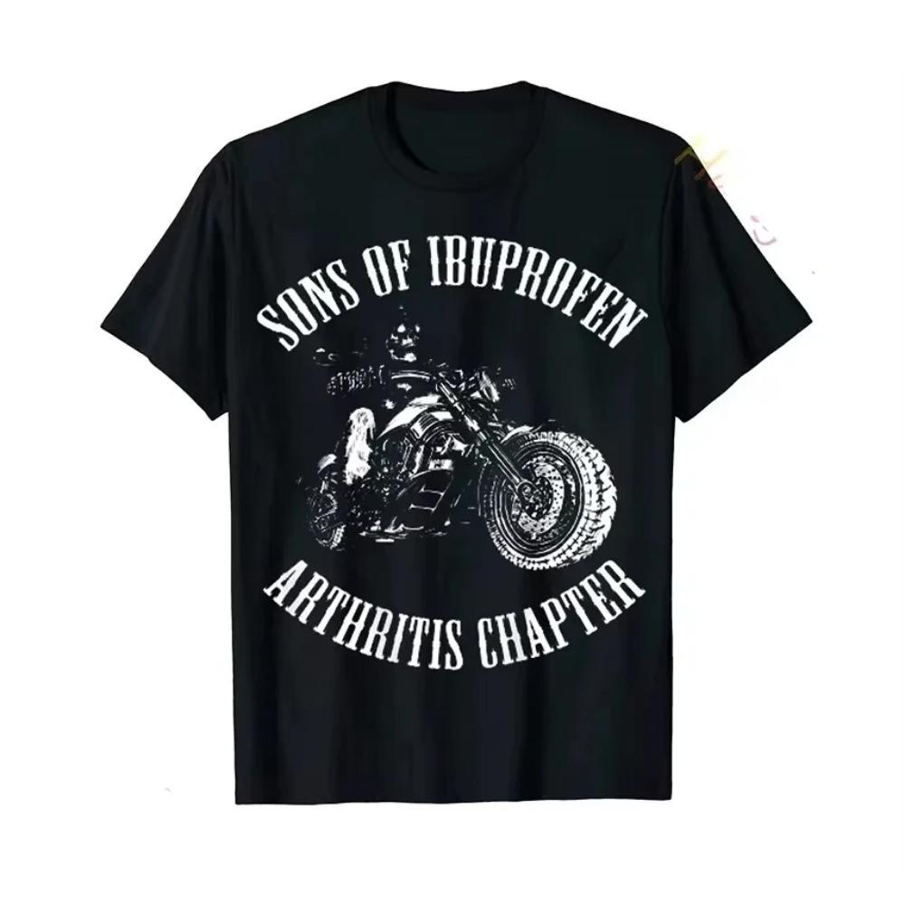 Футболка Streetwear Sons with Arthritis Ibuprofen Chapter Funny Biker Skull с черным винтажным рисунком для мужчин, готический топ Ropa Hombre