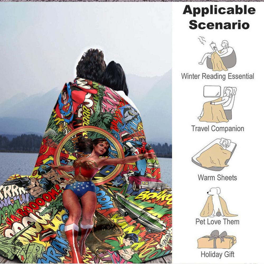 1pc Superhero Flannel Throw Blanket Soft, Warm & Cozy for Couch, Bed, Office, and Travel Versatile All Season Gift, Christmas present