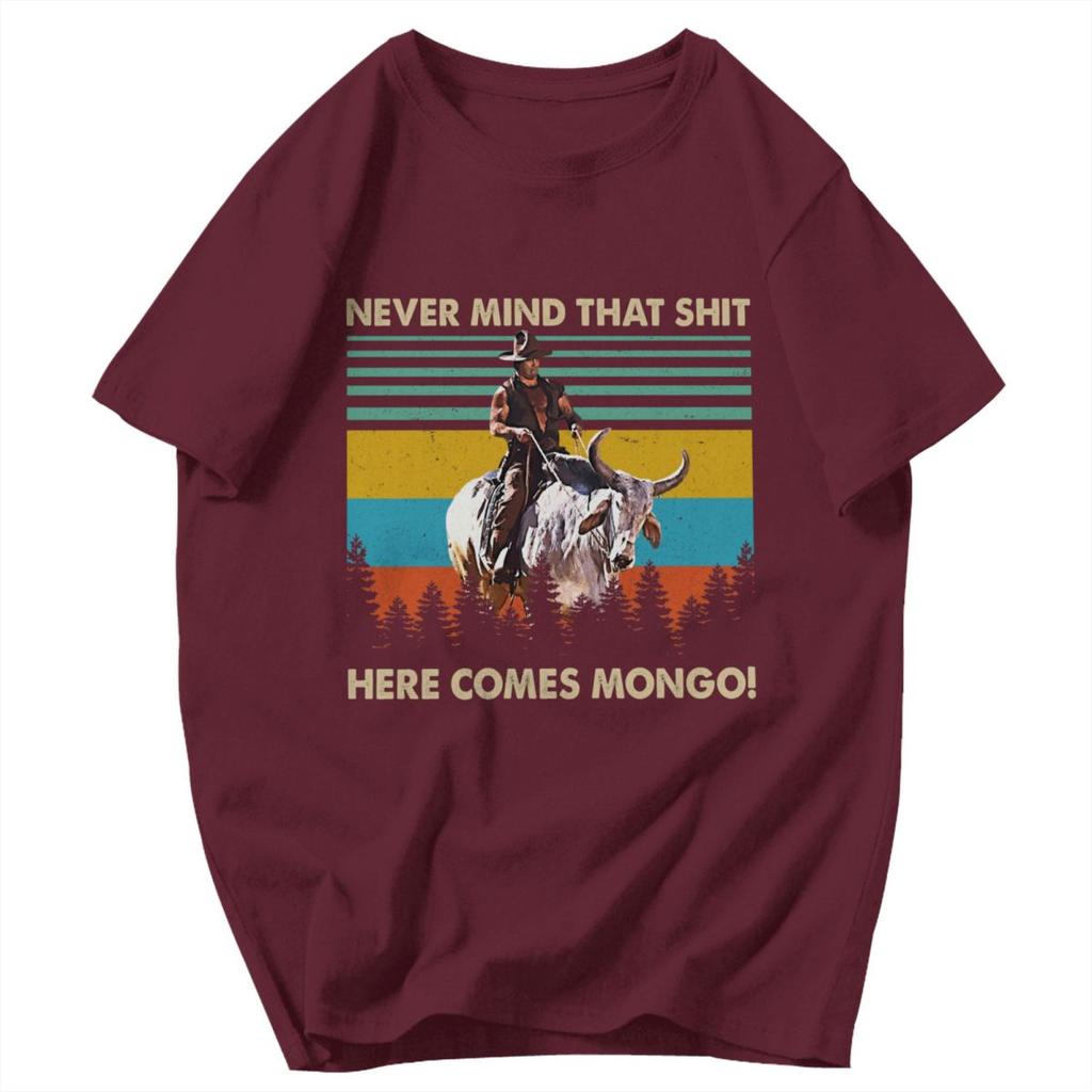 Men T Shirt Never Mind Here Comes Mongo Funny Retro Awesome Cotton Y2K Graphic Quality Unisex Tops T Shirts
