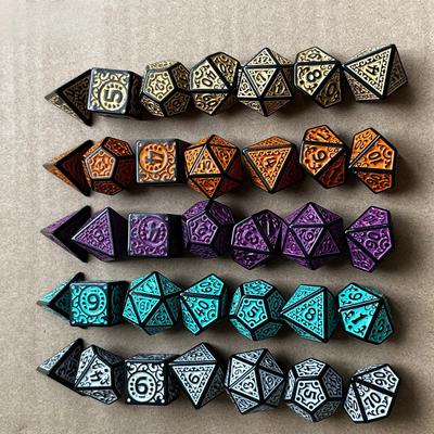 7 шт./компл. набор цифровых кубиков с выдолбленным рисунком для DND Cthulhu TRPG COC, беговая группа, настольная игра, набор кубиков Dnd, набор кубиков с номерами
