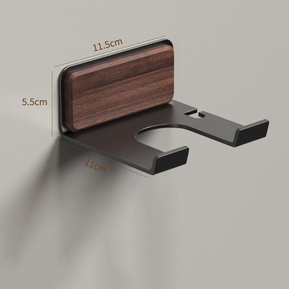 Деревянный держатель для фена без сверления, самоклеящийся настенный, полка для ванной комнаты, нержавеющий круглый крючок, подставка для фена